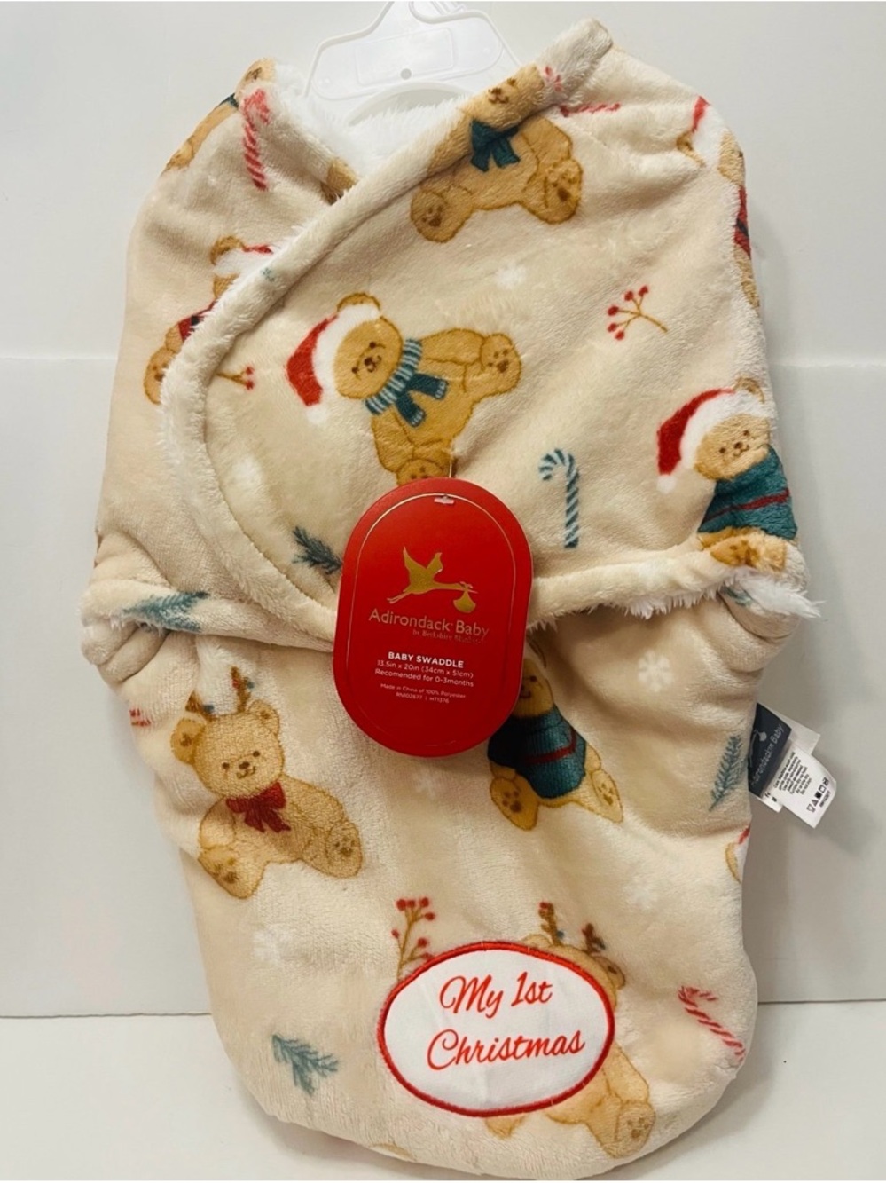 Adirondack Baby by Berkshire Blanket My First Christmas Baby Swaddle Santa Bears